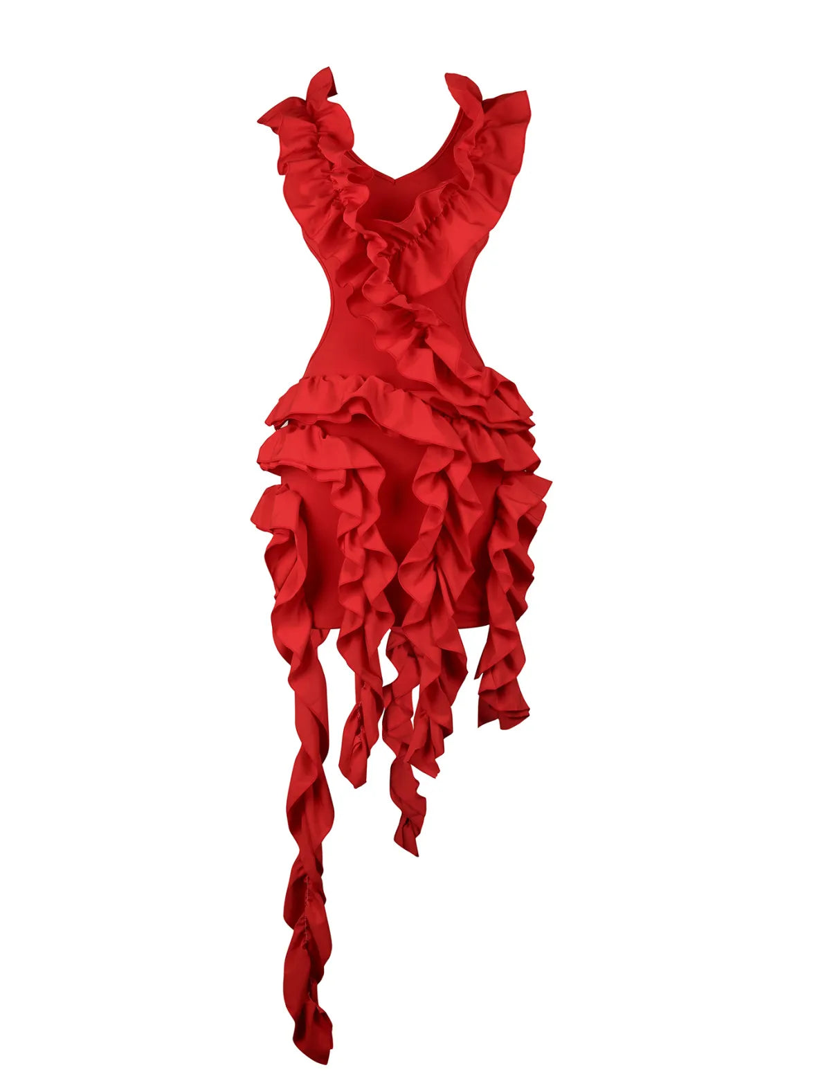 Sculpted Silhouette Backless Ruffle Gown