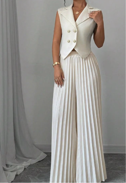 Chic Summer Vest & Pleated Trousers Set