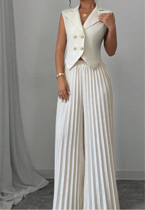 Chic Summer Vest & Pleated Trousers Set