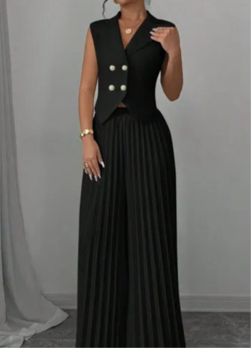 Chic Summer Vest & Pleated Trousers Set