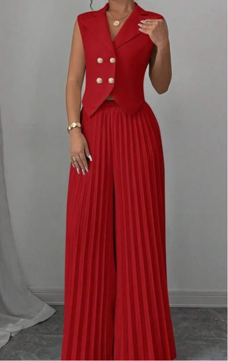 Chic Summer Vest & Pleated Trousers Set