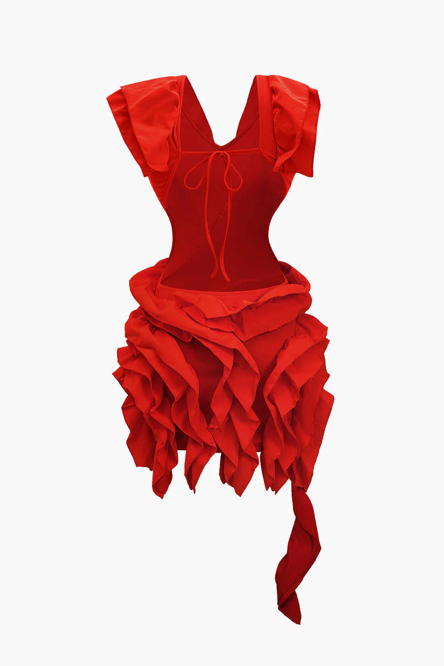 Sculpted Silhouette Backless Ruffle Gown
